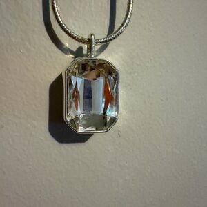 Chico's Silver Crystal Pendant Necklace
